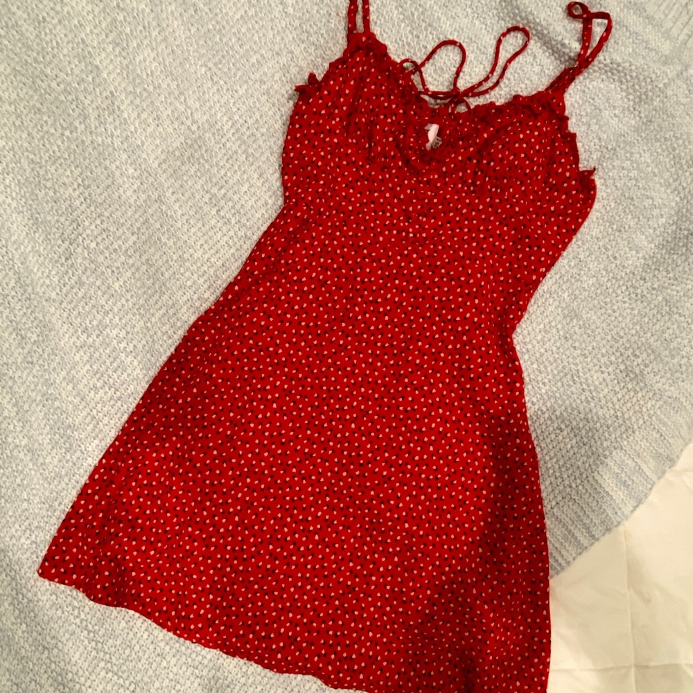 Princess Polly Red Dotted Tie Mini Dress